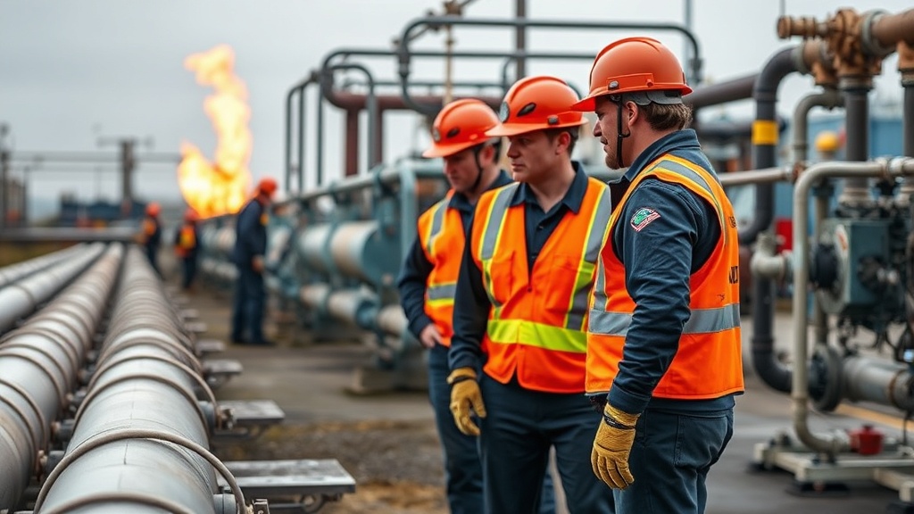 Natural gas service contractors working on a gas line installation